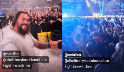 Jason Momoa es captado en el 'slam' de un concierto de Metallica