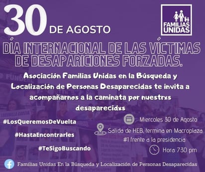 Invitan a caminata en el marco del día de la desaparición forzada 