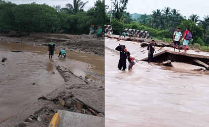 Fuertes lluvias dejan crecida de ríos y daños en puentes en Oaxaca