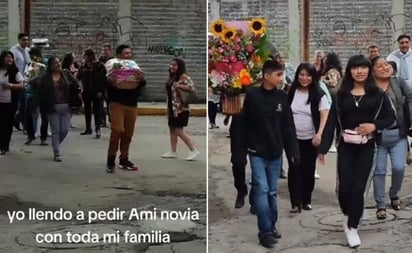 ¿Le dio el sí? Hombre pide matrimonio a su novia y va acompañado de su familia