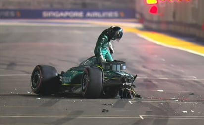 VIDEO: Lance Stroll sufre un terrible accidente en el GP de Singapur; su auto se rompió