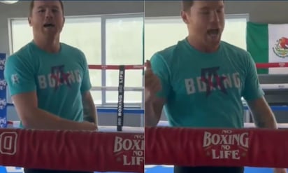 VIDEO: Canelo Álvarez entrena a ritmo de Peso Pluma y presume sus dotes de cantante