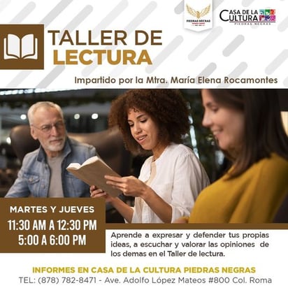 Casa de la Cultura invita a la comunidad de Piedras Negras a unirse al 'Club de Lectura'