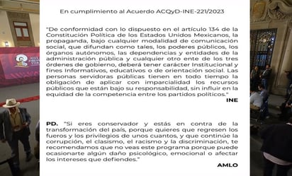 AMLO cumple con orden del INE sobre cortinillas en la mañanera… y agrega una posdata