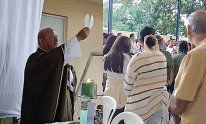 “Nos tenemos que levantar”: padre de parroquia de Santa Cruz, en Tamaulipas, une a sus feligreses, tras el derrumbe del techo y el dolor