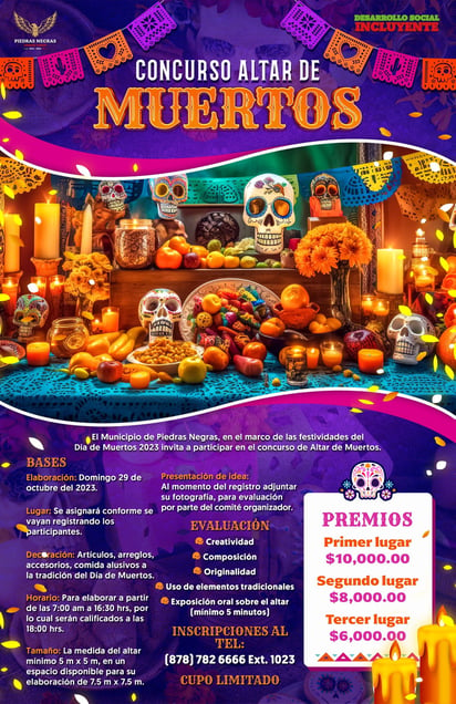 Invitan a vivir tradiciones del día de muertos en Piedras Negras