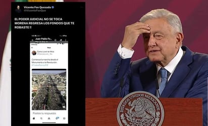 AMLO expone fake news de Vicente Fox en la mañanera con cuenta falsa de Loret