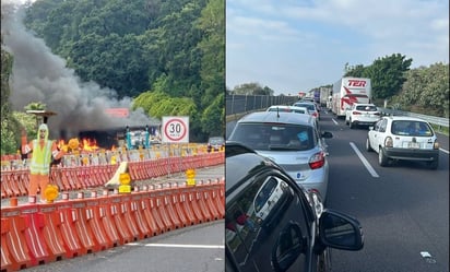 En pleno puente, cierran Autopista México-Cuernavaca por incendio de tráiler