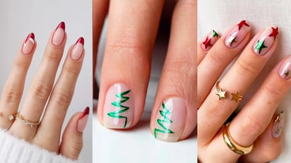 Diseños de uñas con mucho espíritu navideño: Estos estilos de uñas son coloridos, fáciles y perfectos para estas fiestas navideñas.