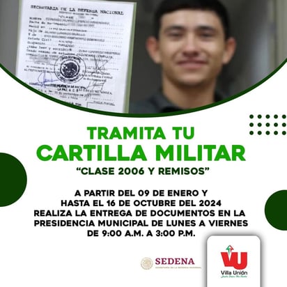 El alcalde de Villa Unión invita a jóvenes a tramitar su cartilla militar 