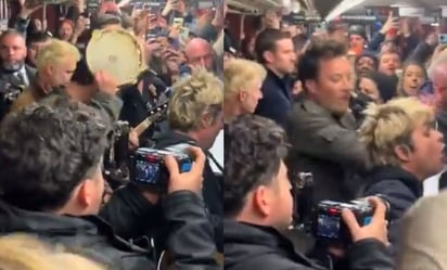 Green Day desata la energía del rock en una actuación inesperada en el metro de Nueva York