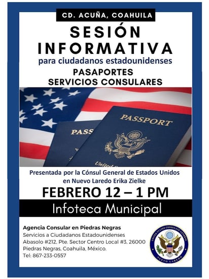 Realizarán feria de pasaportes en Acuña y Piedras Negras 