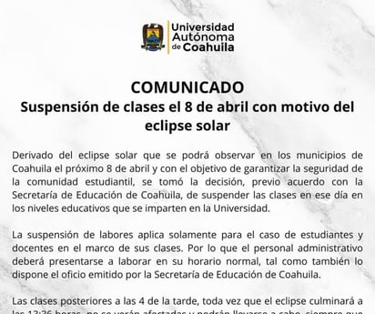 Universitarios suspenden clases el día del eclipse 