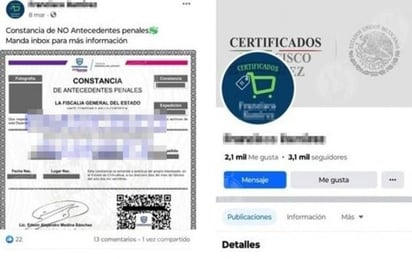 Alerta Fiscalía por venta de documentos falsos en Facebook