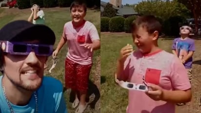 Niño queda ciego por ver el eclipse sin lentes; papá grabó momento