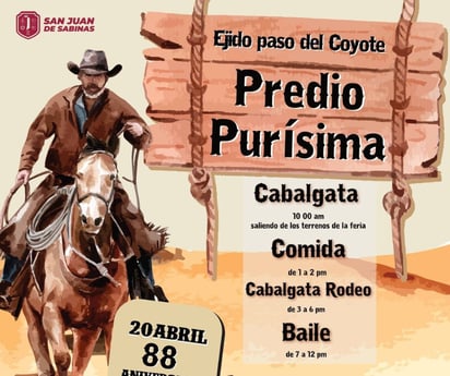 Cabalgata y fiesta para celebrar el 88 aniversario del Ejido Paso del Coyote