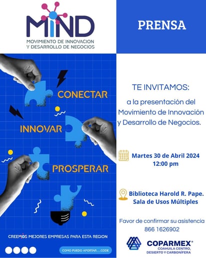 Coparmex invita a presentación de Innovación y Desarrollo de negocios