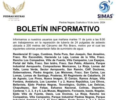 Más de 90 colonias en PN se verán afectadas por la interrupción del suministro de agua