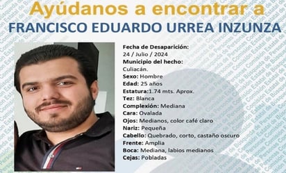 Sinaloa : El joven fue visto por última vez a las tres de la mañana del domingo 21 de julio en el club nocturno “Panic Botanic”