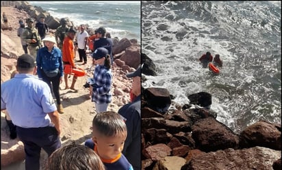 Sinaloa: Logró rescatarlo sano y salvo, pese al fuerte oleaje que se tiene en la playa de Ensenadita