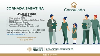 Consulado tendrá jornada sabatina este 19 de octubre