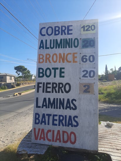 cobre: Cobre: 120 pesos, bronce: 60 pesos, aluminio: 20 pesos.
