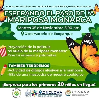 monarca función: Los primeros 20 niños que lleguen primero recibirán un regalo y todos los asistentes participarán en sorteo de una mascota.