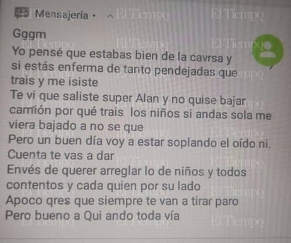 policiaca: La afectada prácticamente denuncia un feminicidio anunciado.