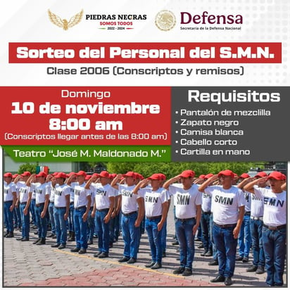 Sorteo militar: Los jóvenes convocados deberán asistir con camisa blanca y zapatos negros, siguiendo el código de vestimenta.