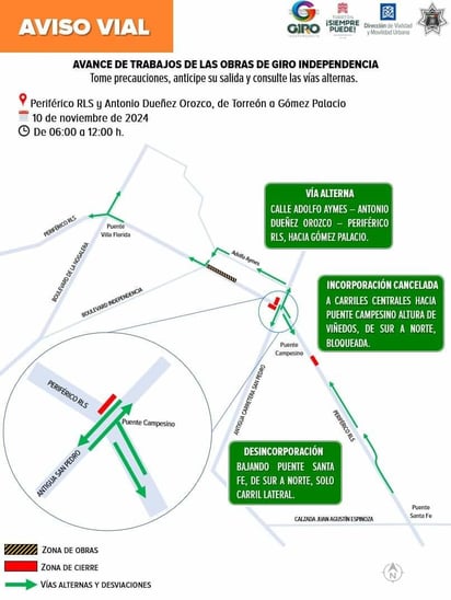 Giro Independencia : El cierre se realizará en un domingo, cuando se espera una menor afluencia vehicular.