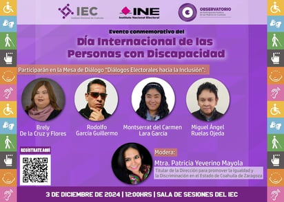 Conmemorará IEC Día Internacional de las Personas con Discapacidad