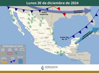 frente frío: Se estima que ingrese durante la noche del martes y miércoles. 