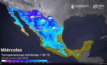 frente frío: Conagua pronostica temperaturas de hasta -15 grados. 