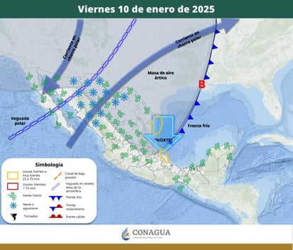 clima helado: Se espera un evento de \'Norte\' fuerte en el occidente del Golfo debido a la masa de aire ártico.
