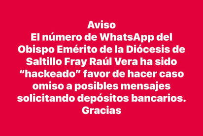 Seguridad: El obispo fray Raúl Vera López es la tercera víctima de este tipo de ataques en la diócesis de Saltillo.