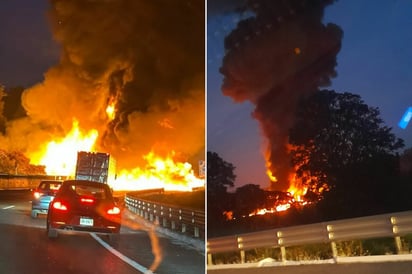 Incendio de pipa provoca caos vial en la autopista México-Puebla