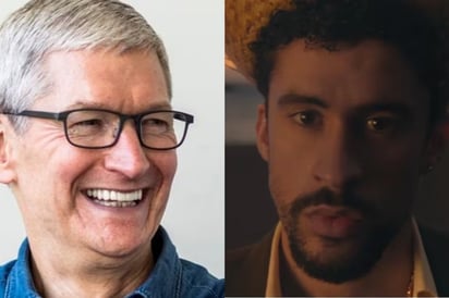 Bad Bunny domina la previa del Super Bowl y posa con Tim Cook