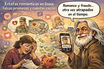 Caricatura editorial - Crecen las estafas románticas en redes sociales