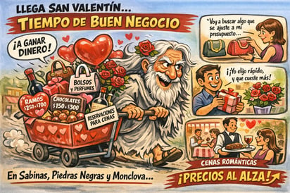 Caricatura editorial - Entre flores y cenas, suben las ventas