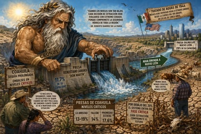 Cronos - Caricatura Editorial... “Cronos abre la presa: agua que se va, crisis que se queda”