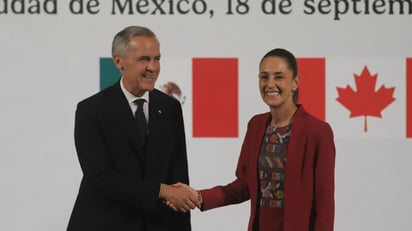 CLAUDIA SHEINBAUM Claudia Sheinbaum y Mark Carney sostuvieron llamada para revisar el T-MEC, fortalecer comercio bilateral y coordinar acciones en sectores estratégicos