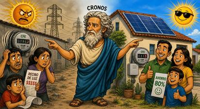 Cronos - Caricatura editorial - Cuando el sol paga la luz