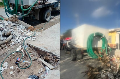 SIMAS Torreón detecta dos pipas cargando agua de manera ilegal en domicilio particular de la colonia Mayrán