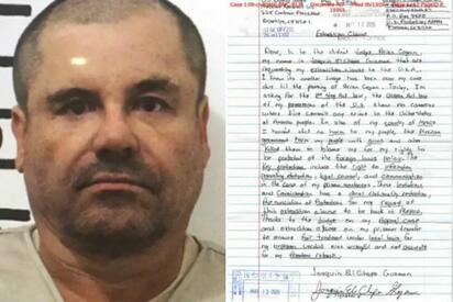 EL CHAPO GUZMÁN Joaquín “El Chapo” Guzmán envió una nueva carta al juez Brian Cogan para insistir en su regreso a México y cuestionar su condena.  Joaquín Guzmán Loera reiteró
