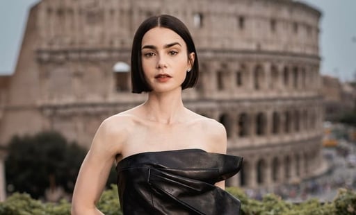 Lily Collins deslumbra con un vestido dorado en el estreno de Emily en París en Roma  Lily Collins deslumbra una vez más con su look. Esta vez, lo hizo durante