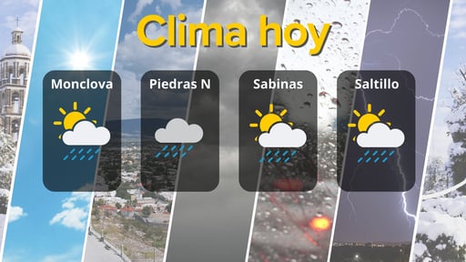 Se pronostican lluvias débiles y cielos nubosos a parcialmente nubosos en varias ciudades del norte de Coahuila, junto con temperaturas templadas y viento