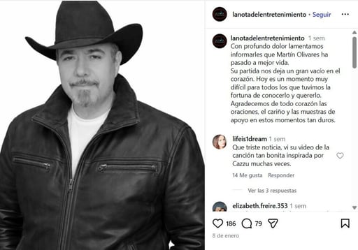 La música regional mexicana está de luto tras confirmarse la muerte repentina de Martín Olivares, vocalista de Los Vencedores, noticia que sorprendió