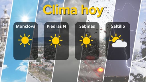 Coahuila experimenta días soleados, vientos moderados a fuertes y temperaturas agradables, con cielos despejados en la mayor parte de la entidad.  Coahuila,