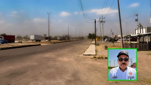 Este viernes, fuertes vientos tipo Sahara levantan polvo y tierra en Nueva Rosita, derivados del frente frío 42, afectando la visibilidad y recomendando