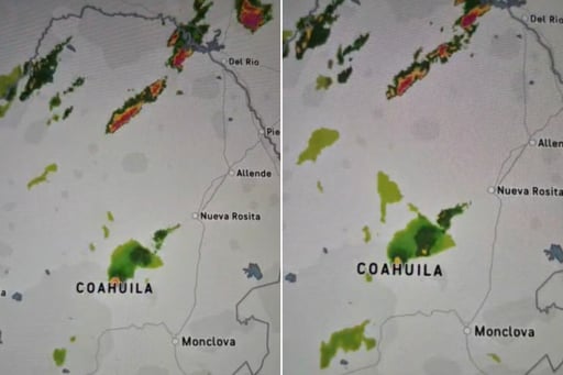 Una alerta preventiva permanece activa en Acuña y Del Río ante mapas de monitoreo en tiempo real que muestran condiciones climáticas de alto impacto regional.